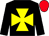 Black, yellow maltese cross, black sleeves, red cap