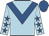Light blue, royal blue chevron, light blue sleeves, royal blue stars and cap