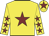 Yellow, maroon star, yellow sleeves, maroon stars, yellow cap, maroon star