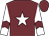 Garnet body, white star, white arms, garnet chevron, garnet cap
