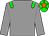 Grey body, green epaulettes, grey arms, green cap, orange star
