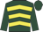 Dark green, yellow chevrons, dark green sleeves and cap