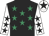 Black, emerald green stars, white sleeves, black stars, white cap, black star