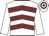 White, maroon chevrons, white sleeves, hooped cap