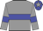 Grey body, blue hoop, grey arms, blue armlets, blue cap, grey star