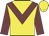 Yellow body, garnet chevron, garnet arms, yellow cap