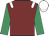 Maroon, white epaulets, emerald green sleeves, white cap