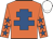 Orange, royal blue cross of lorraine, orange sleeves, royal blue stars, white cap