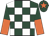 Dark green & white check, orange & dark green halved sleeves, dark green cap, orange star