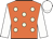 Orange, beige spots, white sleeves and cap