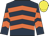 Dark blue, orange chevrons, yellow cap