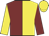 Maroon and yellow (halved), sleeves reversed, yellow cap