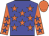 Blue body, orange stars, orange arms, blue stars, orange cap