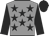 Grey, black stars, sleeves and cap