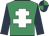Emerald green, white cross of lorraine, dark blue sleeves, dark blue and emerald green quartered cap