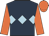 Dark blue, light blue triple diamond, orange sleeves and cap