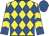 Yellow and royal blue diamonds, royal blue and yellow chevrons on sleeves, royal blue cap