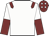 White, maroon epaulettes, maroon & white halved sleeves, maroon cap, white diamonds