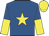 ROYAL BLUE, yellow star, yellow & royal blue halved sleeves, yellow cap