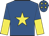 Royal blue, yellow star, yellow & royal blue halved sleeves, royal blue cap, yellow stars