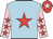 Light blue, red star, pink sleeves, red stars, red cap, pink star