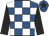 Royal blue and white check, black sleeves, royal blue cap, black star