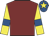 Maroon, yellow sleeves, royal blue armlets, royal blue cap, yellow star