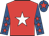 Red, white star, royal blue sleeves, red stars, royal blue cap, red star