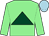 Light green, dark green triangle, light green sleeves, light blue cap