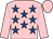 Pink, royal blue stars, pink sleeves and cap