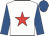 White, red star, royal blue sleeves and cap