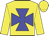 Yellow, blue maltese cross, yellow sleeves and cap