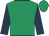 Emerald green, dark blue sleeves