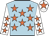 Light blue, orange stars, white sleeves, orange stars, white cap, orange star