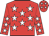 Red body, white stars, red arms, white stars, red cap, white stars
