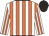 White body, orange striped, white arms, orange striped, black cap