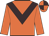 Orange body, brown chevron, orange arms, orange cap, brown quartered
