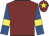 Maroon, royal blue sleeves, yellow armlet, maroon cap, yellow star