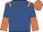 Royal blue, orange epaulets, halved sleeves, orange cap 