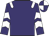 Purple, white epaulets, chevrons on sleeves, quartered cap
