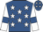 Royal blue, white stars, white sleeves, royal blue armlets