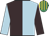 Brown and light blue (halved), sleeves reversed, emerald green and yellow striped cap