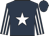 Dark blue, white star, striped sleeves