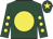 Dark green, yellow disc, yellow spots on sleeves, yellow star on cap