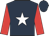Dark blue, white star, red sleeves, dark blue cap