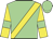 Light green, yellow sash, yellow sleeves, light green armlet, light green cap