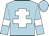 Light blue body, white cross of lorraine, light blue arms, white armlets, light blue cap