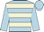 Light blue body, beige hooped, light blue arms, light blue cap