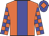 Orange body, big-blue stripe, orange arms, big-blue checked, big-blue cap, orange diamond