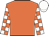 orange, orange and white checked sleeves, white cap
